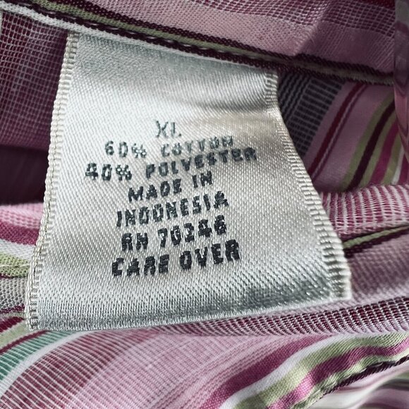 Studio Works Womens Top Extra Large‎ Pink Striped Long Sleeve Shirt No Iron - Picture 5 of 9